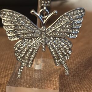 Butterfly Clear Rhinestones Charm Total length 3.5in (Butterfly 2.25)